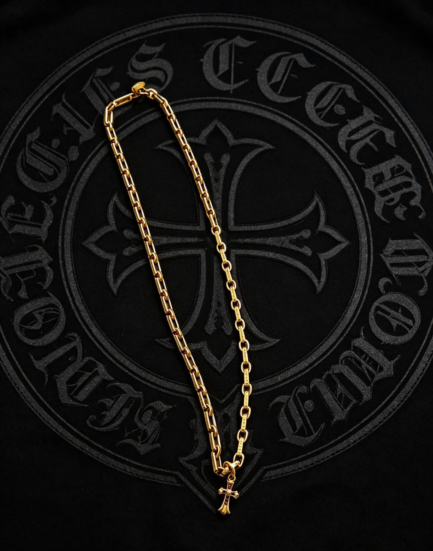 Chrome Hearts Gold Cross Pendant Necklace